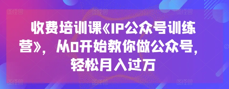 收费培训课《IP公众号训练营》，从0开始教你做公众号，轻松月入过万-逐浪前行