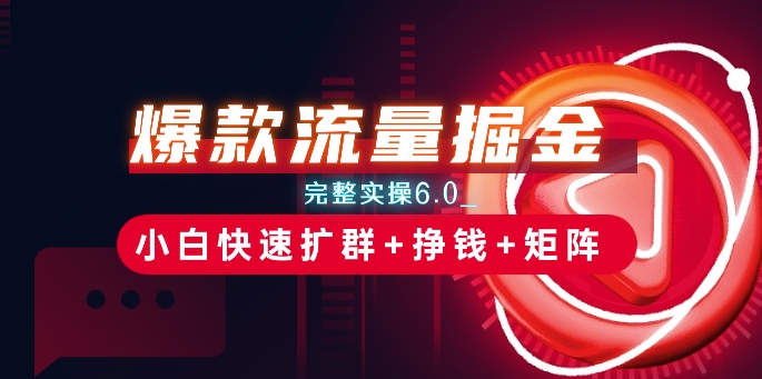 爆款流量掘金_完整实操6.0_小白快速扩群+挣钱+矩阵思路【揭秘】-逐浪前行