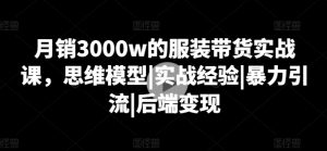 月销3000w的服装带货实战课,思维模型|实战经验|暴力引流|后端变现-逐浪前行