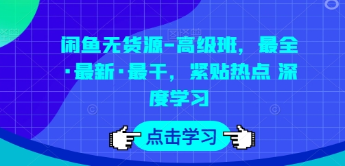 闲鱼无货源-高级班，最全·最新·最干，紧贴热点 深度学习-逐浪前行