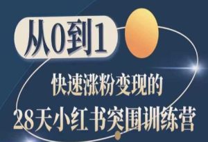 28天小红书突围训练营,从0到1快速涨粉变现-逐浪前行