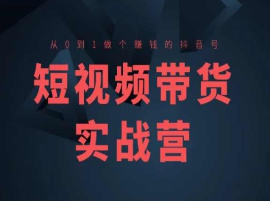 短视频带货实战营(高阶课)，从0到1做个赚钱的抖音号-逐浪前行