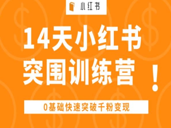 14天小红书突围训练营 ，0基础快速突破千粉变现-逐浪前行