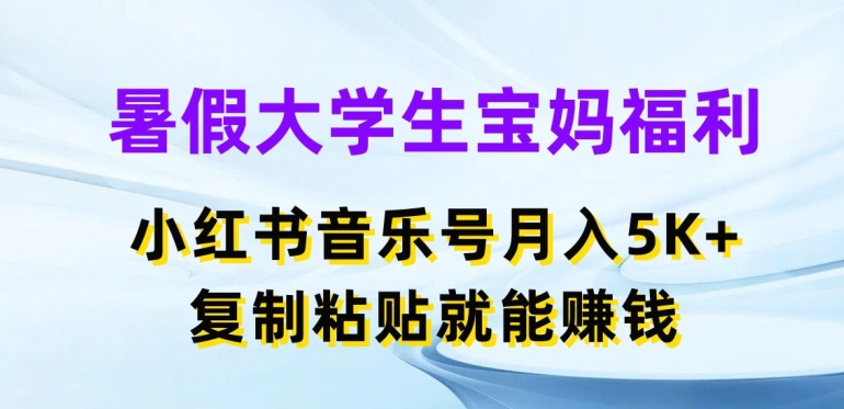 暑假大学生宝妈福利，小红书音乐号月入5000+，复制粘贴就能赚钱【揭秘】-逐浪前行