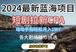 2024最新蓝海项日,短剧拉新CPA,动动手指轻松月入1W,全各大剧场随你挑选【揭秘】-逐浪前行