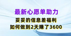 最新心愿单助力,妥妥的信息差福利,两天赚了3.6K【揭秘】-逐浪前行