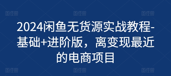 2024闲鱼无货源实战教程-基础+进阶版，离变现最近的电商项目-逐浪前行