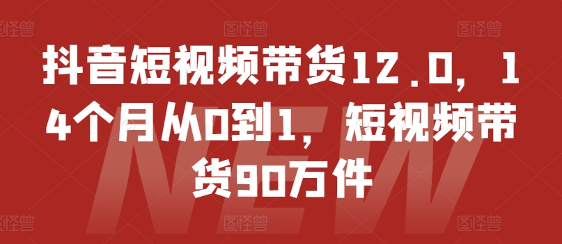 抖音短视频带货12.0，14个月从0到1，短视频带货90万件-逐浪前行