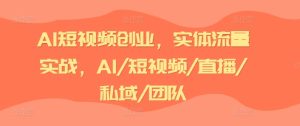 AI短视频创业,实体流量实战,AI/短视频/直播/私域/团队-逐浪前行