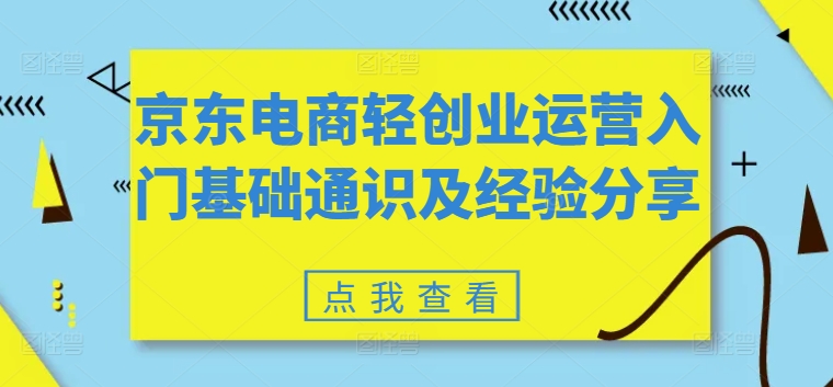 京东电商轻创业运营入门基础通识及经验分享-逐浪前行