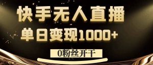 0粉丝开干,快手无人直播,单日变现1k+【揭秘】-逐浪前行