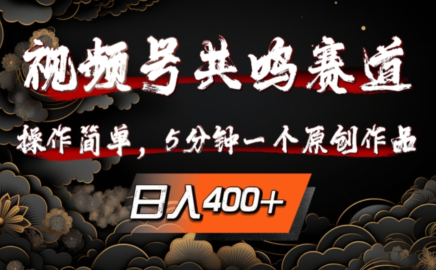 视频号共鸣赛道，操作简单，5分钟1个原创作品，日入几张【揭秘】-逐浪前行