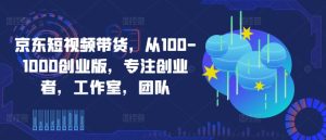 京东短视频带货,从100-1000创业版,专注创业者,工作室,团队-逐浪前行