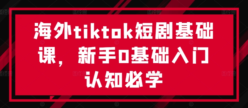 海外tiktok短剧基础课，新手0基础入门认知必学-逐浪前行