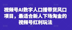 视频号AI数字人口播带货风口项目,最适合新人下场淘金的视频号红利玩法-逐浪前行