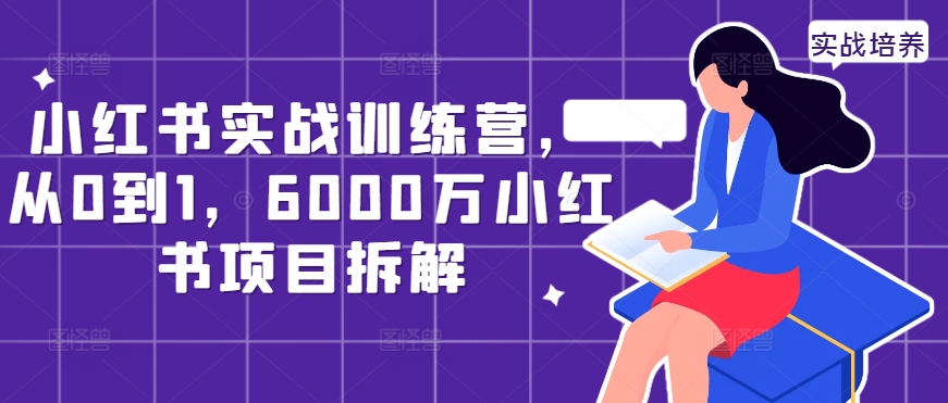 小红书实战训练营，从0到1，6000万小红书项目拆解-逐浪前行