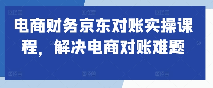 电商财务京东对账实操课程，解决电商对账难题-逐浪前行
