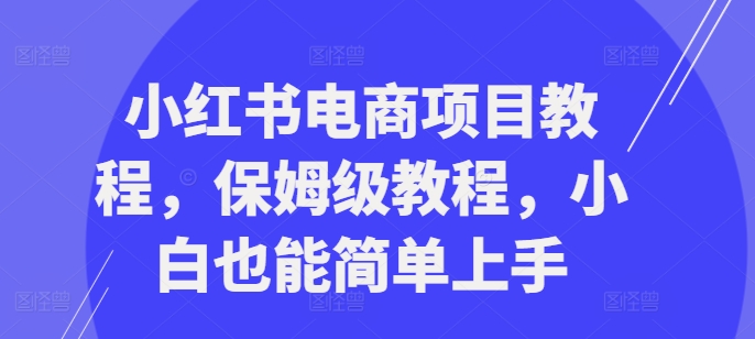 小红书电商项目教程，保姆级教程，小白也能简单上手-逐浪前行