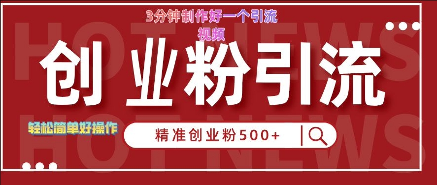快手被动引流创业粉500+的玩法，3分钟制作好一个引流视频，轻松简单好操作【揭秘】-逐浪前行