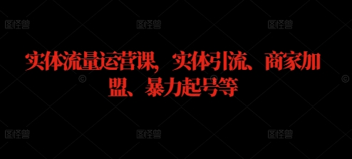 实体流量运营课，实体引流、商家加盟、暴力起号等-逐浪前行
