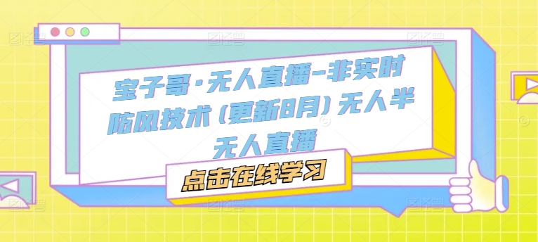 宝子哥·无人直播-非实时防风技术(更新9月)无人半无人直播-逐浪前行