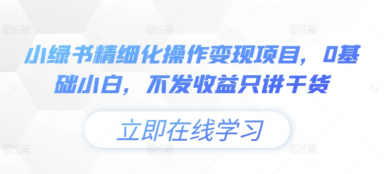小绿书精细化操作变现项目，0基础小白，不发收益只讲干货-逐浪前行