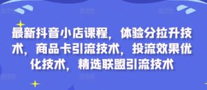 最新抖音小店课程,体验分拉升技术,商品卡引流技术,投流效果优化技术,精选联盟引流技术-逐浪前行