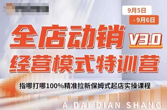 全店动销经营模式特训营，指哪打哪100%精准拉新保姆式起店实操课程-逐浪前行