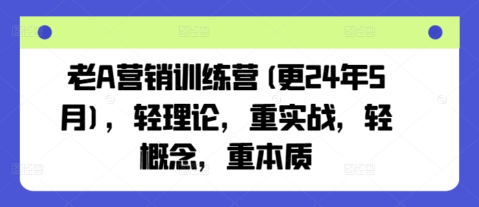 老A营销训练营(更24年10月)，轻理论，重实战，轻概念，重本质-逐浪前行