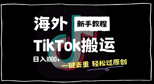 2024最新海外TikTok搬运玩法，一键去重轻松过原创，新手无经验也能日入1k【揭秘】-逐浪前行