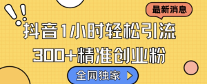 全网独家抖音引流,轻松日引300+精准创业粉【揭秘】-逐浪前行