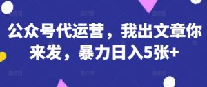 公众号代运营,我出文章你来发,暴力日入5张+【揭秘】-逐浪前行