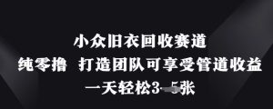 小众旧衣回收赛道,纯零撸 打造团队可享受管道收益,一天轻松3张-逐浪前行