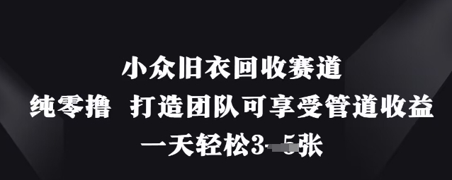 小众旧衣回收赛道，纯零撸 打造团队可享受管道收益，一天轻松3张-逐浪前行