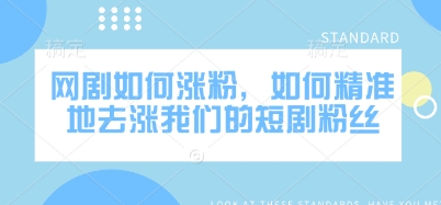 网剧如何涨粉，如何精准地去涨我们的短剧粉丝-逐浪前行
