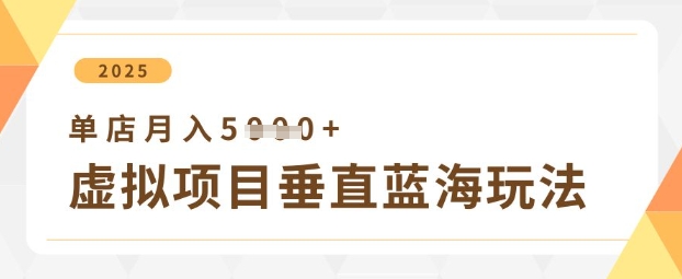 虚拟项目垂直玩法，实现单店月入5k+-逐浪前行