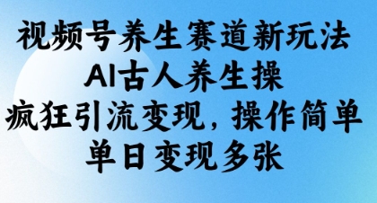 视频号养生赛道新玩法，AI古人养生操，疯狂引流变现，操作简单，单日变现多张-逐浪前行