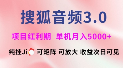 搜狐音频挂ji3.0.可矩阵可放大，独家技术，稳定月入5000+【揭秘】-逐浪前行