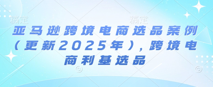 亚马逊跨境电商选品案例(更新2025年3月)，跨境电商利基选品-逐浪前行