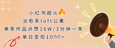 小红书超火的治愈系loft公寓，单条作品点赞16W，3分钟一条，单日变现数张-逐浪前行