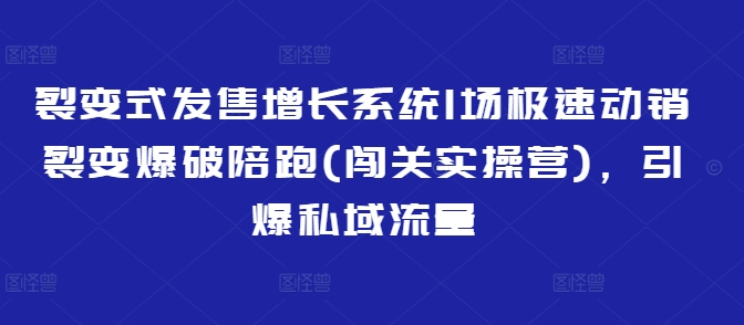 裂变式发售增长系统1场极速动销裂变爆破陪跑(闯关实操营)，引爆私域流量-逐浪前行