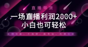 半无人直播带货,一场利润数张,适合所有平台玩法,小白也可轻松-逐浪前行