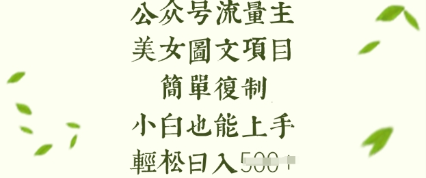 流量主长期收益项目，美女图片简单复制，小白也能上手，轻松日入5张-逐浪前行