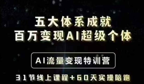 五大体系成就百万变现AI超级个体- AI流量变现特训营，一步一步教你一个人怎么年入百W-逐浪前行