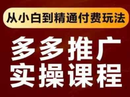 拼多多推广实操课程，从小白到精通付费玩法-逐浪前行