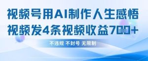 用AI做人生感悟视频，4条视频当天收益782-逐浪前行