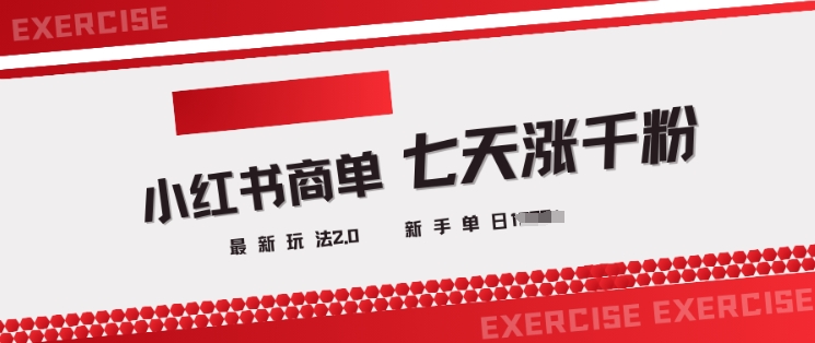 小红书商单2.0最新玩法，3天涨千粉单日变现多张-逐浪前行