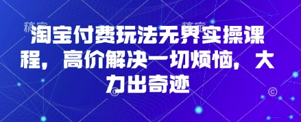 淘宝付费玩法无界实操课程，高价解决一切烦恼，大力出奇迹-逐浪前行
