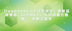 Deepseek+小绿书掘金,最新蓝海赛道,日入6k+,小白闭眼也要做, 保姆式教学-逐浪前行