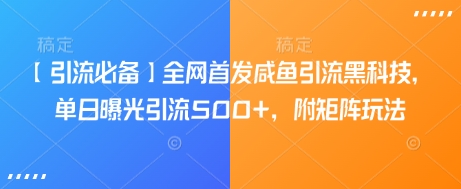 【引流必备】全网首发咸鱼引流黑科技，单日曝光引流500+，附矩阵玩法【揭秘】-逐浪前行